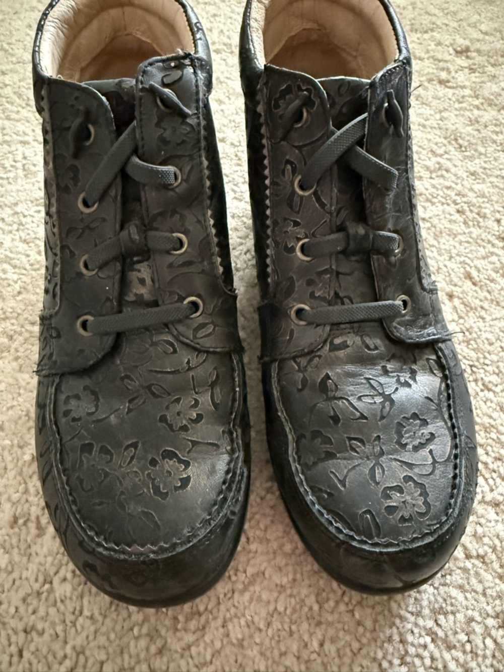 Alegria Black Leather Slip-On ankle boots